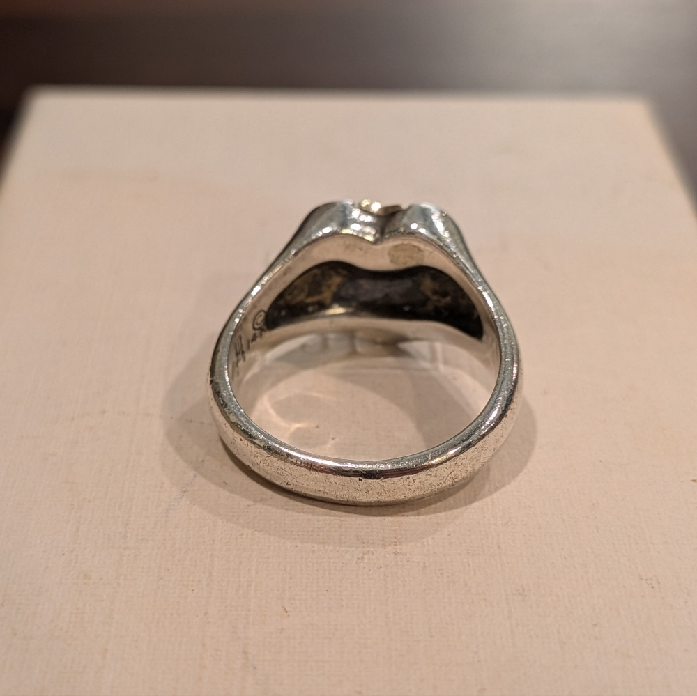 RETIRED James Avery Sterling Silver 14k Gold Heart Cross Ring Size 5.5 - Picture 5 of 8